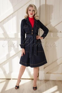 50s Farah Trenchcoat In Dark Denim - Image 3
