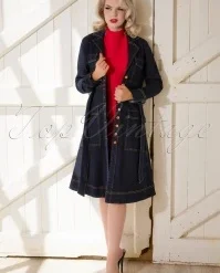50s Farah Trenchcoat In Dark Denim