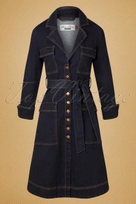 50s Farah Trenchcoat In Dark Denim - Image 2