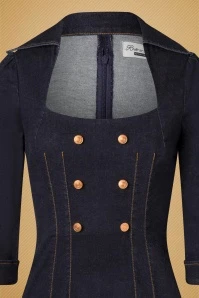 50s Rita Rae Pencil Dress In Dark Denim - Image 5