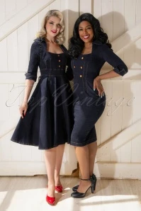 50s Rita Rae Pencil Dress In Dark Denim - Image 7