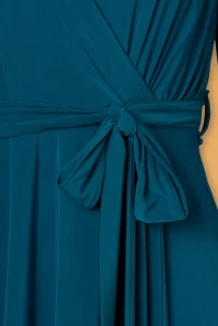 50s Trishia Swing Dress In Teal Blue - Image 4