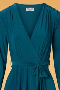 50s Trishia Swing Dress In Teal Blue - Image 3