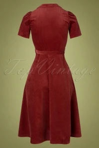 40s Midi Revers Dress In Corduroy Marsala - Image 4