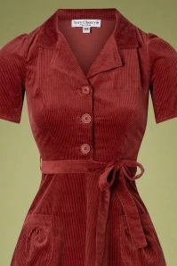40s Midi Revers Dress In Corduroy Marsala - Image 2