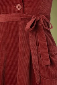 40s Midi Revers Dress In Corduroy Marsala - Image 3