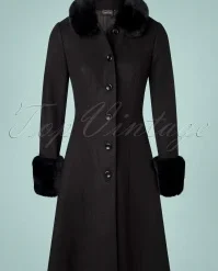 Vixen 50s Erin Faux Fur Coat In Black