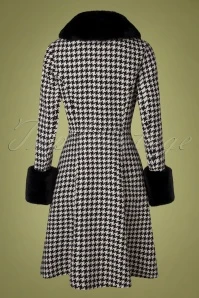 Vixen 50s Erin Faux Fur Coat In Houndstooth - Image 6