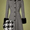 Vixen 50s Erin Faux Fur Coat In Houndstooth