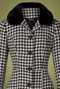 Vixen 50s Erin Faux Fur Coat In Houndstooth - Image 3