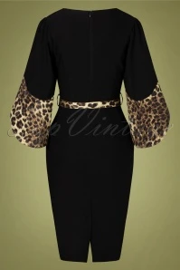 40s Manhattan Leopard Pencil Dress In Black - Image 5