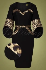 40s Manhattan Leopard Pencil Dress In Black - Image 2