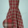50s Winter Check Swing Dress In Red