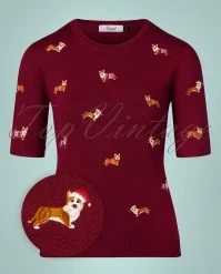 50s The Queens Corgi Jumper In Burgundy