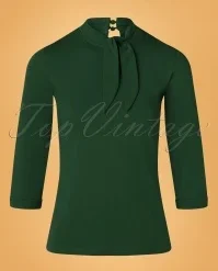 50s Dolly Glam Top In Green