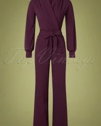 50s Emmylou Jersey Crepe Jumpsuit In Wine