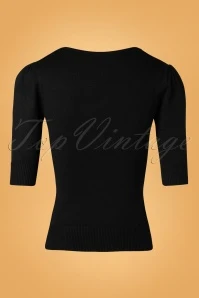 50s Chrissie Knitted Top In Black - Image 3
