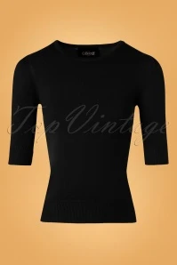 50s Chrissie Knitted Top In Black