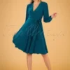 50s Trishia Swing Dress In Teal Blue