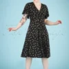 50s Sadie Polkadot Swing Dress In Black And Mocha