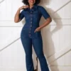 50s Gloria Lee Jumpsuit In Denim Blue