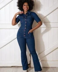 50s Gloria Lee Jumpsuit In Denim Blue