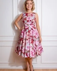 Charlie Floral Swing Dress In Red And Pink