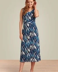 Zoe Zebra Maxi Dress In Blue