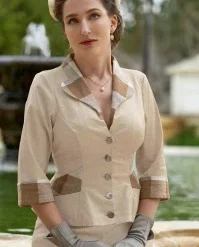Damia Sadie Linen Blazer In Sand