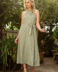 King Louie Marty Limon Halter Dress In Mint Green