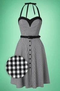 Foxy Playsuit With Overskirt In Black Gingham - Image 3