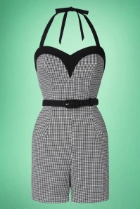 Foxy Playsuit With Overskirt In Black Gingham - Image 4