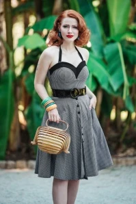 Foxy Playsuit With Overskirt In Black Gingham