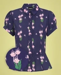 Mary Grace Vintage Potpourri Blouse In Blue