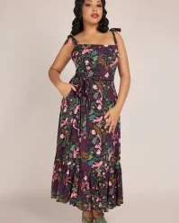 Katrina Tropical Reef Swing Dress In Black