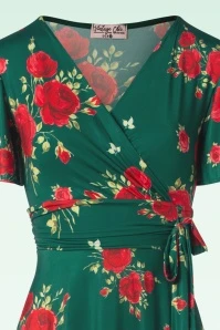 Irene Flower Cross Over Swing Dress In Silky Green - Image 2
