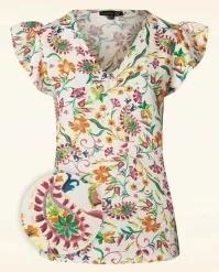 Phoebe Paisley Top In White