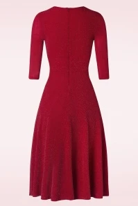 Gloria Glitter Swing Dress In Red - Image 2