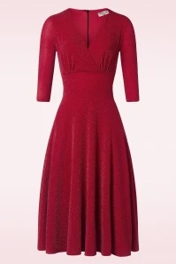 Gloria Glitter Swing Dress In Red