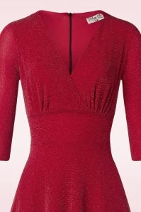 Gloria Glitter Swing Dress In Red - Image 3