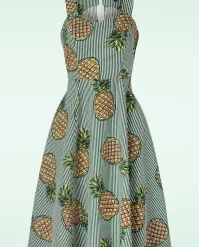 Pineapple Swing Dress In Green