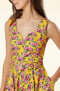 Mina Floral Swing Dress In Yellow - Image 2