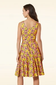 Mina Floral Swing Dress In Yellow - Image 3