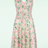 Grecian Floral Swing Dress In Mint And Pink