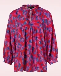 Ylenia Blouse In Red And Cobalt