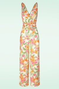 Aloha Jumpsuit In White And Orange