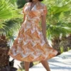 Eleni Marigold Summer Stretch Dress In Sedona