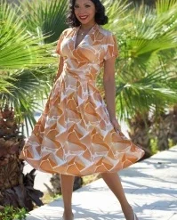 Eleni Marigold Summer Stretch Dress In Sedona