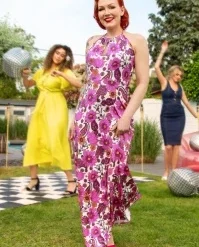 Polly Maxi Dress In White And Pink