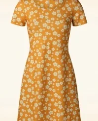Floral Retro Dress In Orange